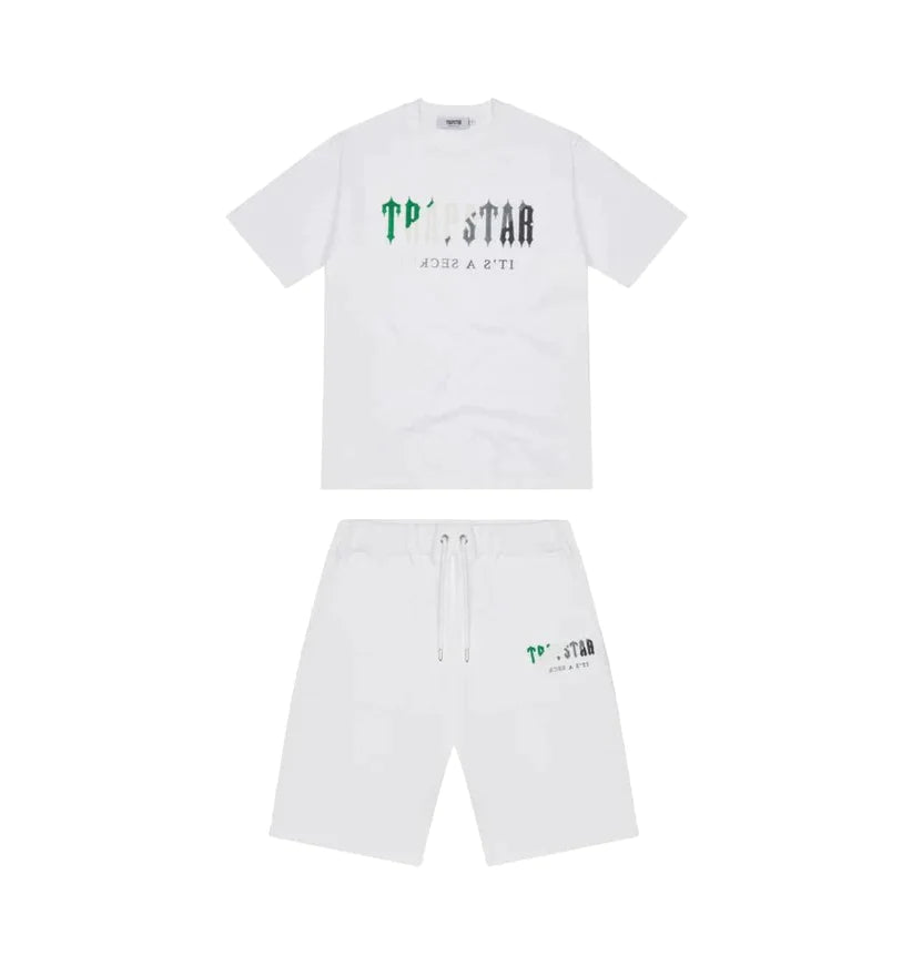 Trapstar Chenille Decoded Short Set White - Green
