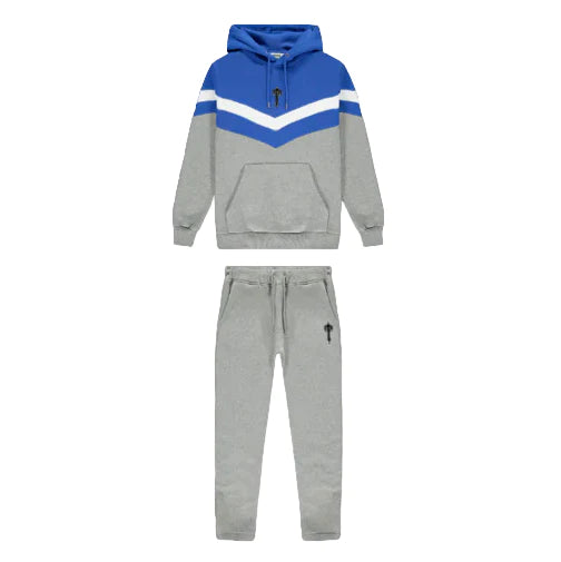 Trapstar V-Stripe Hooded Tracksuit - Blue / White / Grey