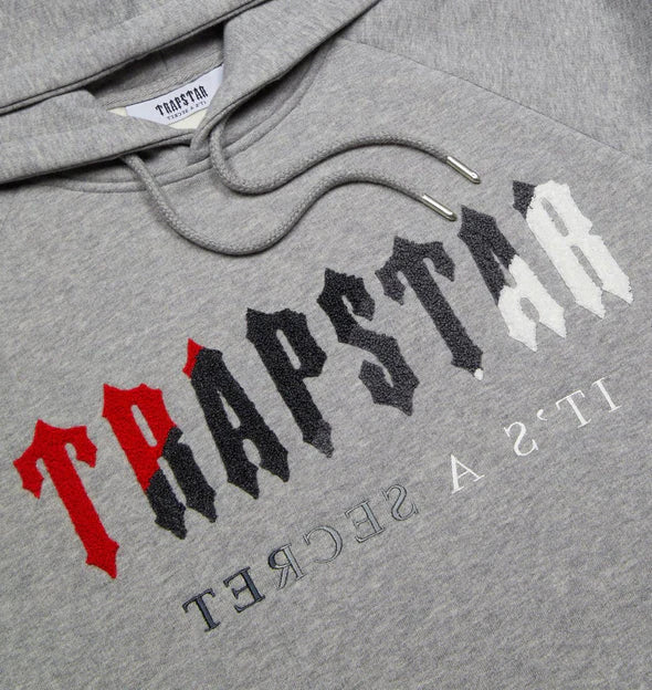Trapstar Chenille Decoded Hooded Tracksuit - Grey/Red