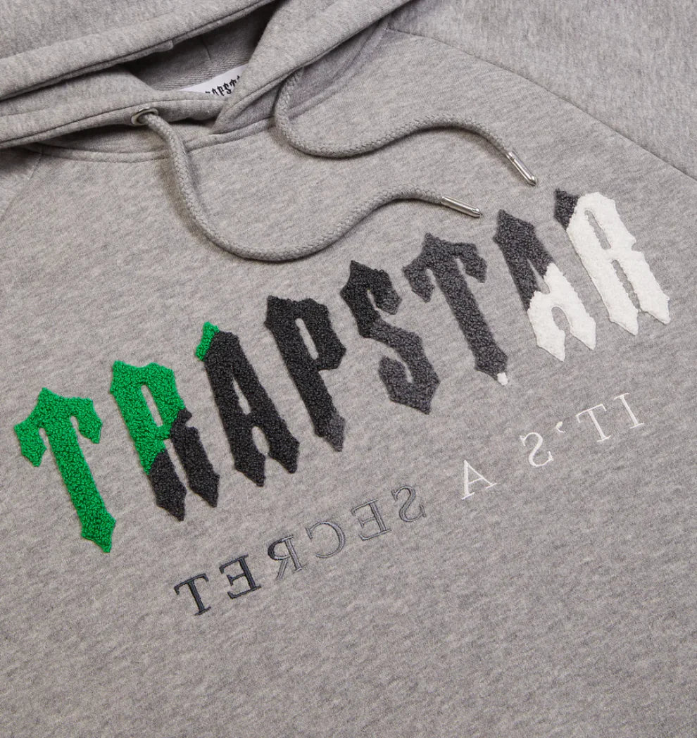 Trapstar Chenille Decoded Hooded Tracksuit - Grey/Green Bee
