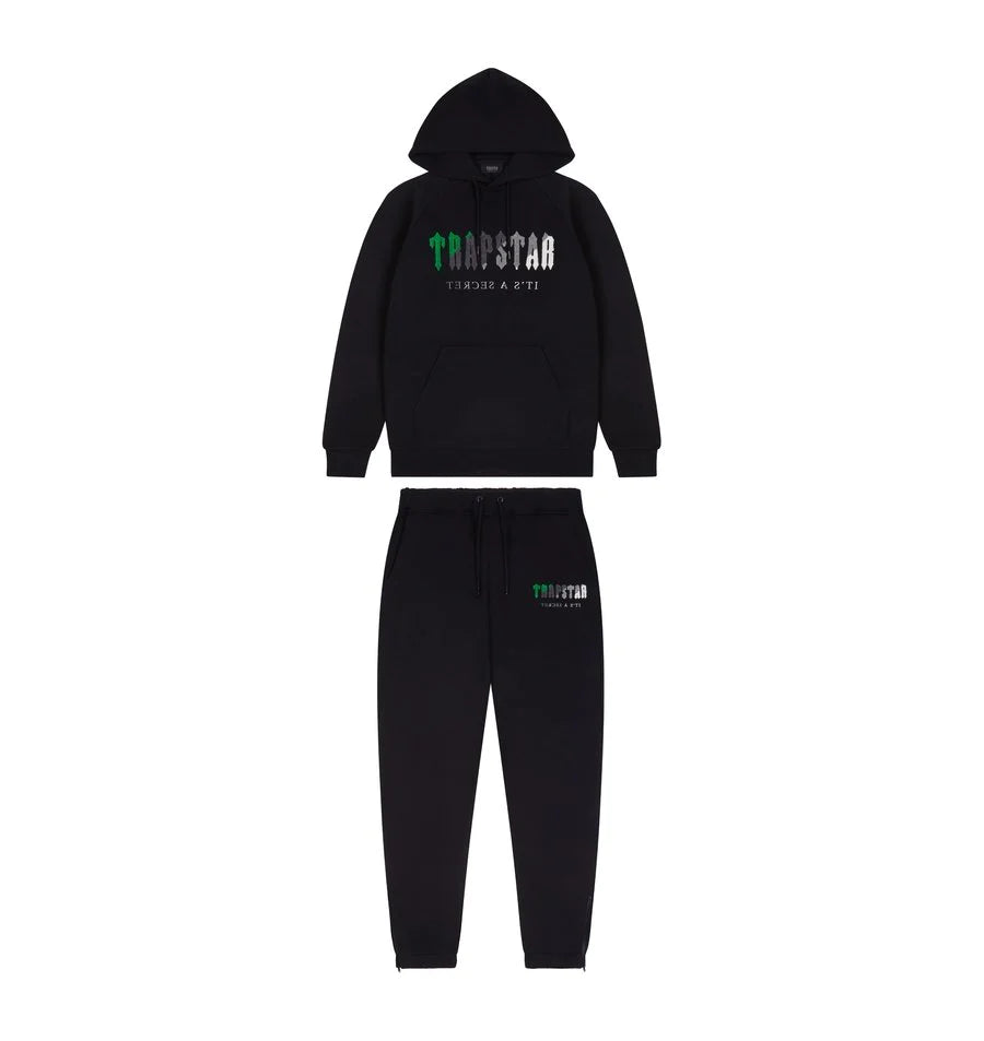 Trapstar Chenille Decoded Hooded Tracksuit - Black/Green Bee