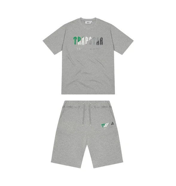 Trapstar Chenille Decoded Short Set - Grey/Green