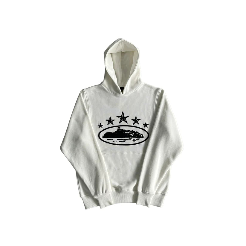 Corteiz 5 Starz Alcatraz Hoodie - (WHITE)