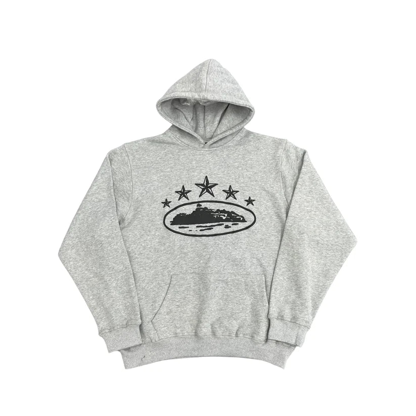 Corteiz 5 Starz Alcatraz Hoodie - (GREY)