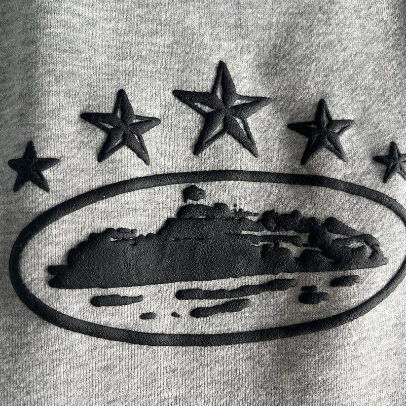 Corteiz 5 Starz Alcatraz Hoodie - (GREY)