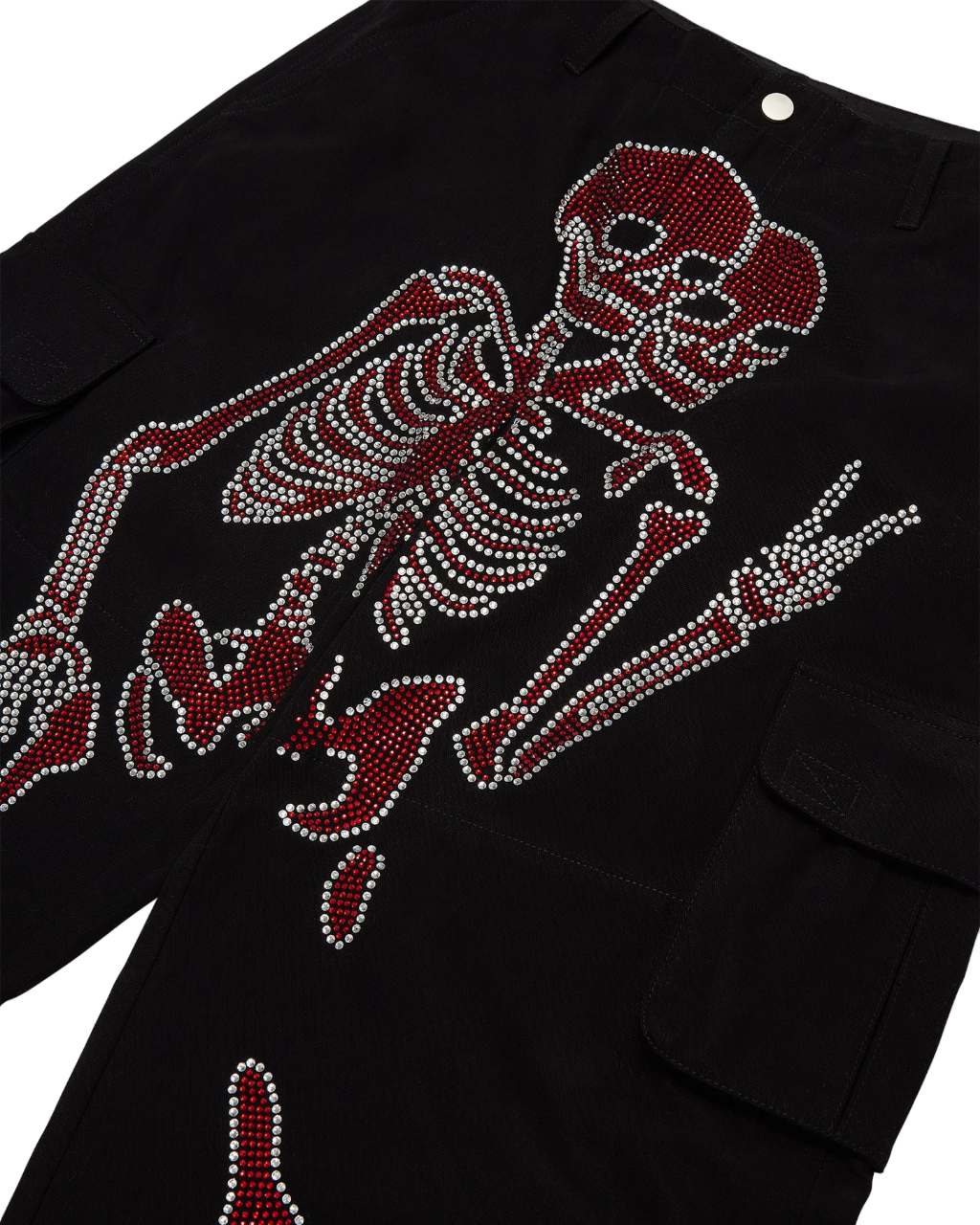 Black Skeleton Cargos - Red Rhinestone Logo