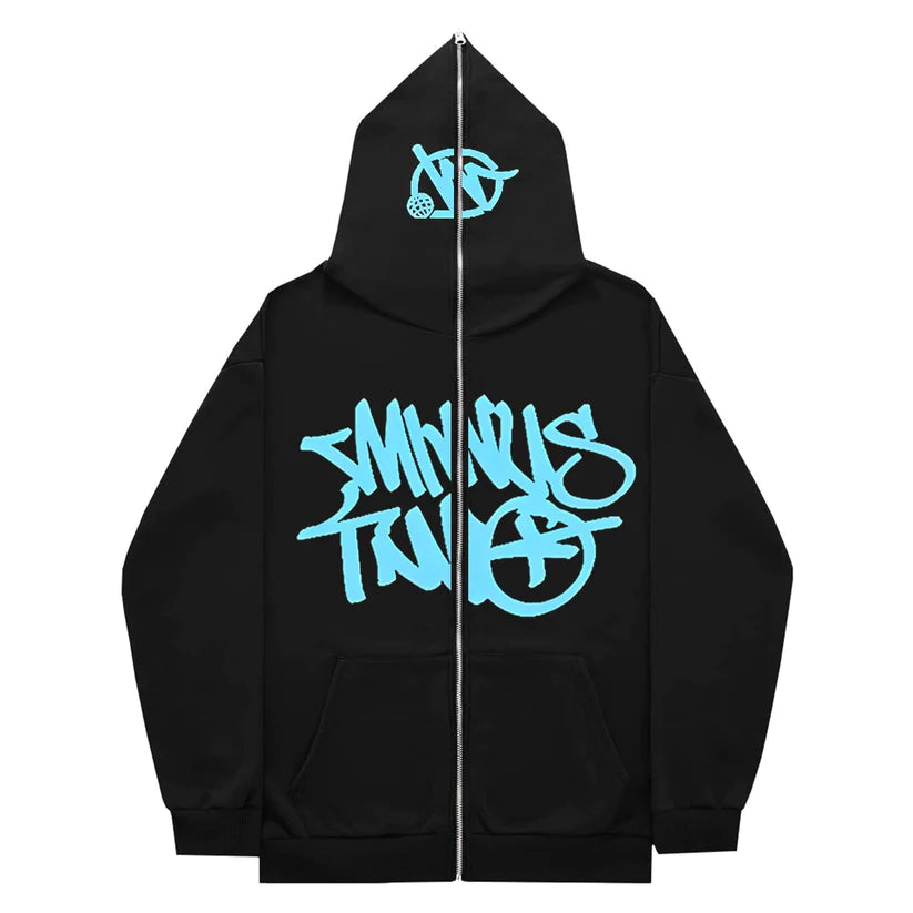 Hoodie Minus Two Full Zip - Black Blue