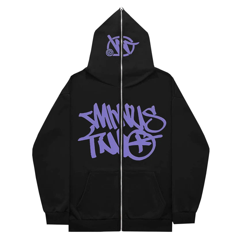 Hoodie Minus Two Full Zip - Black Puple