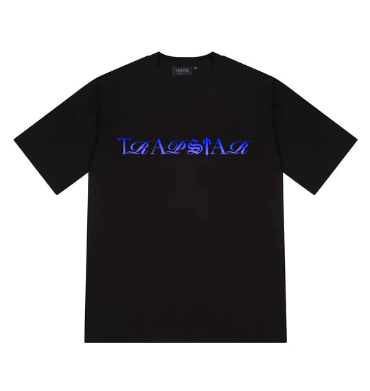 Trapstar Script Fade Tee - Black/Blue Gradient