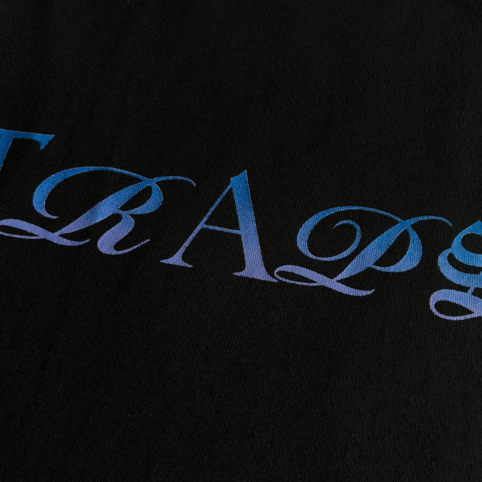 Trapstar Script Fade Tee - Black/Blue Gradient