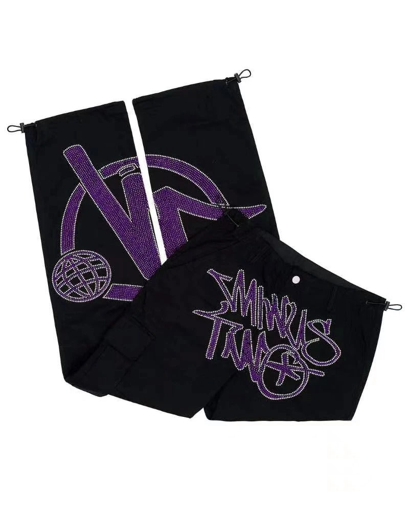 Cargo Minus Two - Black Purple Rhinestone