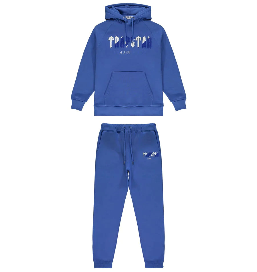 Trapstar Chenille Decoded Hooded Tracksuit - Dazzling Blue/White