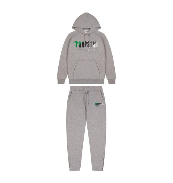 Trapstar Chenille Decoded Hooded Tracksuit - Grey/Green Bee