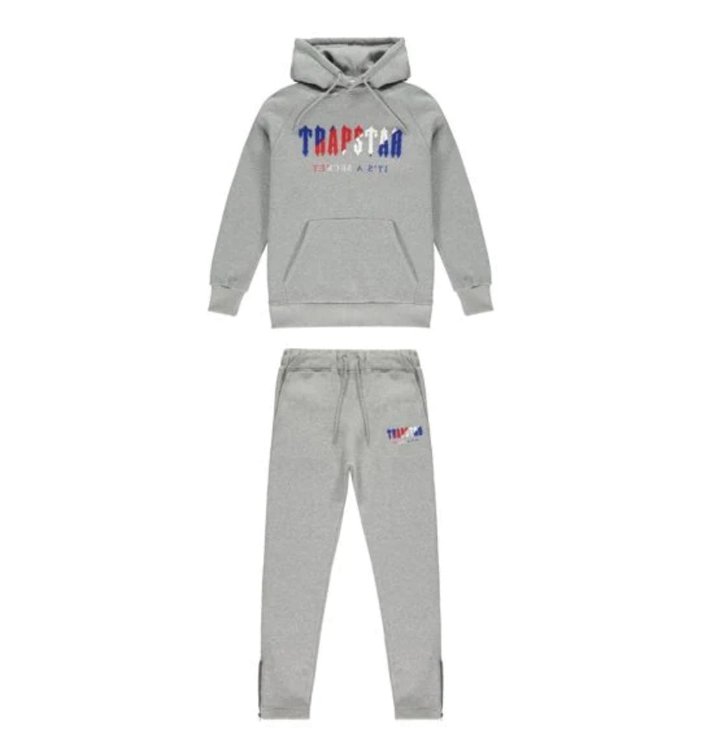 Trapstar Chenille Decoded Hooded Tracksuit - Grey Revolution