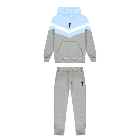 Trapstar V-Stripe Hooded Tracksuit - Cashmere Blue / White / Grey